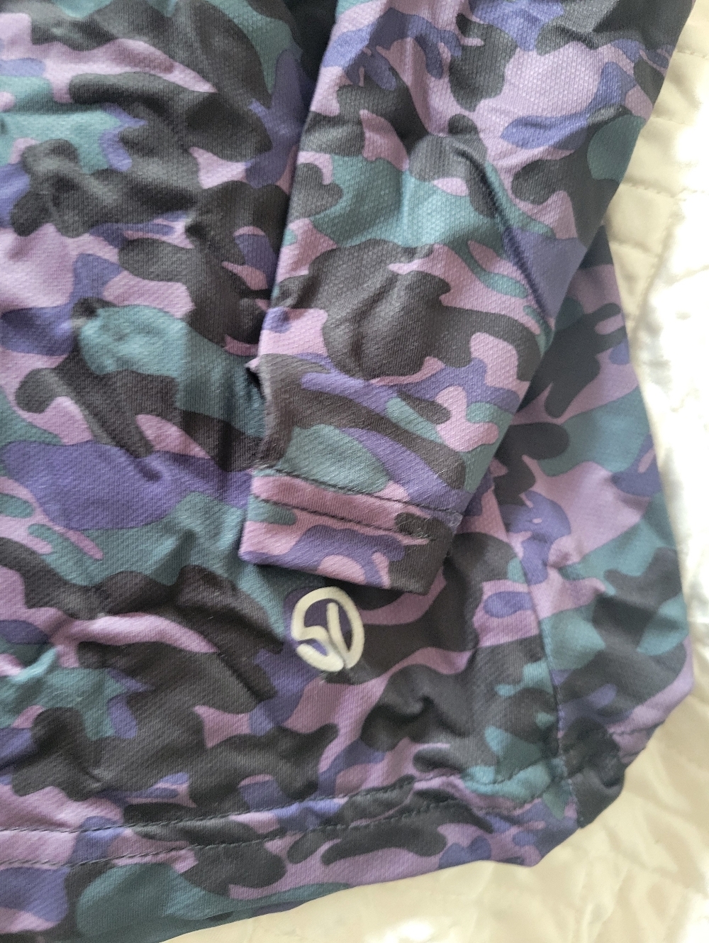 Straight Down Camo Quarter Zip Pullover Athletic Top Purple Green Size L - Picture 6 of 8